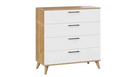 Комод «Нео» с опорами Бук матовый, Дуб Крафт золотой, Белый