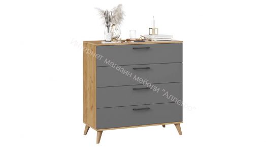 Комод «Нео» с опорами Бук матовый, Дуб Крафт золотой, Серый графит