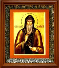 Икона Варлаам Хутынский в киоте с басмой Виноградная Лоза (UV-печать)(30154)