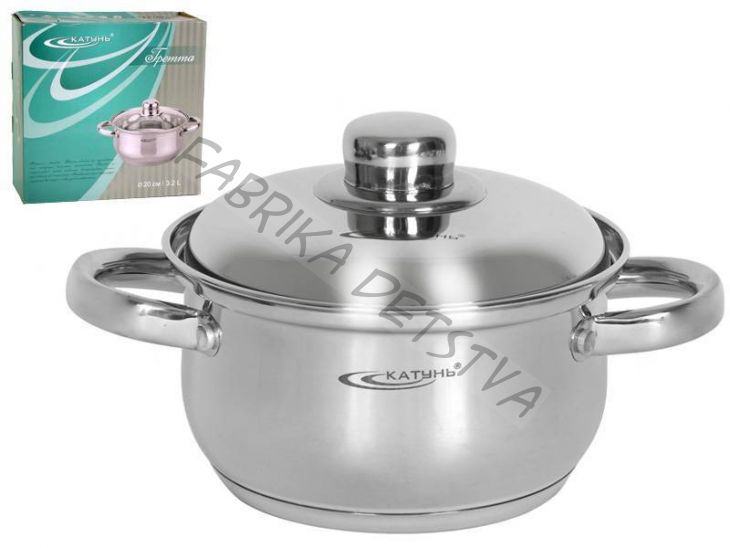 Кастрюля 3,4л нерж Гретта с металлической крышкой, индукция