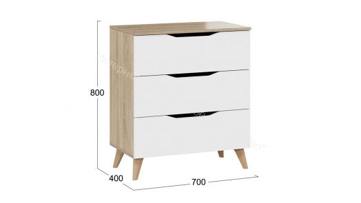 Комод тип 3 с опорами Бук матовый, Дуб Сонома, Белый ясень