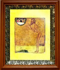 Икона Василий Блаженный в киоте с басмой Виноградная Лоза (UV-печать)(30160)