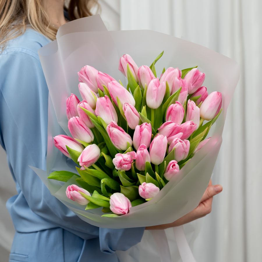 Тюльпаны нежно-розовые 35шт