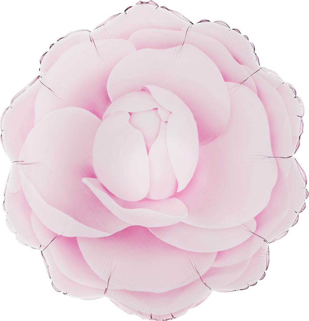 Камелия розовая шар фигурный фольгированный с гелием