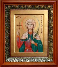 Икона Василиса Никомидийская в киоте с басмой Виноградная Лоза (UV-печать)(33038)