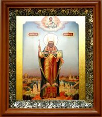 Икона Вениамин Петроградский в киоте с басмой Виноградная Лоза (UV-печать)(30176)