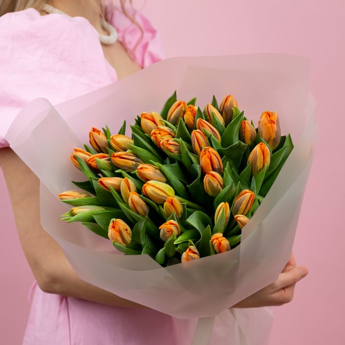 Тюльпаны оранжевые от 15шт