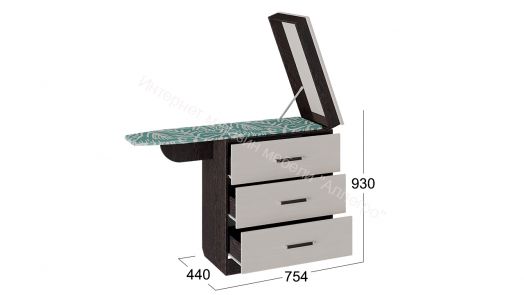 Комод со встроенной гладильной доской (Венге Цаво/Дуб Белфорт)