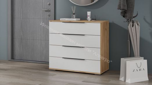 Комод «Джоли» - 405.003.000 Дуб Крафт золотой, Белый матовый