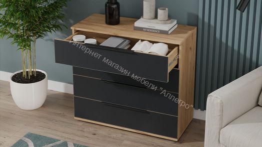 Комод «Джоли» - 405.003.000 Дуб Крафт золотой, Графит матовый