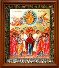 Икона Вознесение Господне в киоте с басмой Виноградная Лоза (UV-печать)(30202)