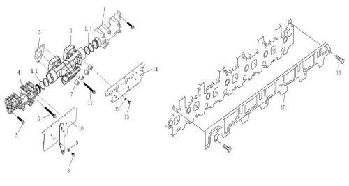 Задний выпускной коллектор v2 Howo, Sitrak MC11, MC13