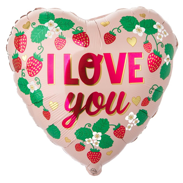 Сердце клубничное шар фольгированный с гелием