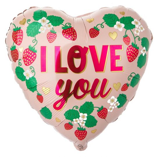 Сердце клубничное шар фольгированный с гелием