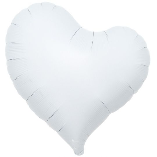 Белое сердце японское с изгибом малое шар фольгированный с гелием
