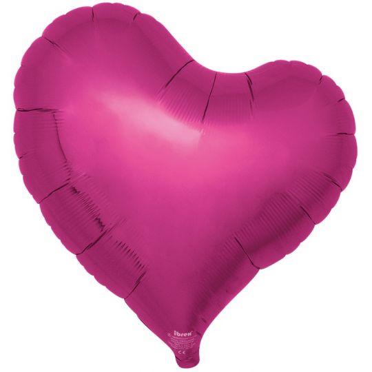 Мажента металлик сердце японское с изгибом малое шар фольгированный с гелием
