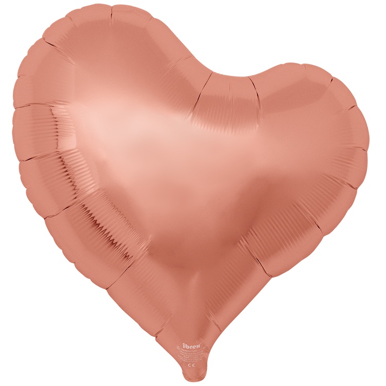 Розовое золото сердце японское с изгибом малое шар фольгированный с гелием