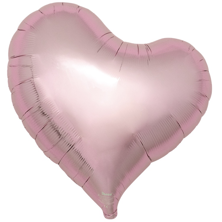 Розовое металлик сердце японское с изгибом среднее шар фольгированный с гелием