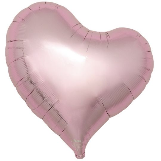 Розовое металлик сердце японское с изгибом среднее шар фольгированный с гелием