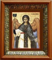 Икона Гавриил Архангел в киоте с басмой Виноградная Лоза (UV-печать)(33055)