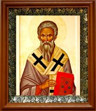 Икона Геннадий Новгородский в киоте с басмой Виноградная Лоза (UV-печать)(30239)