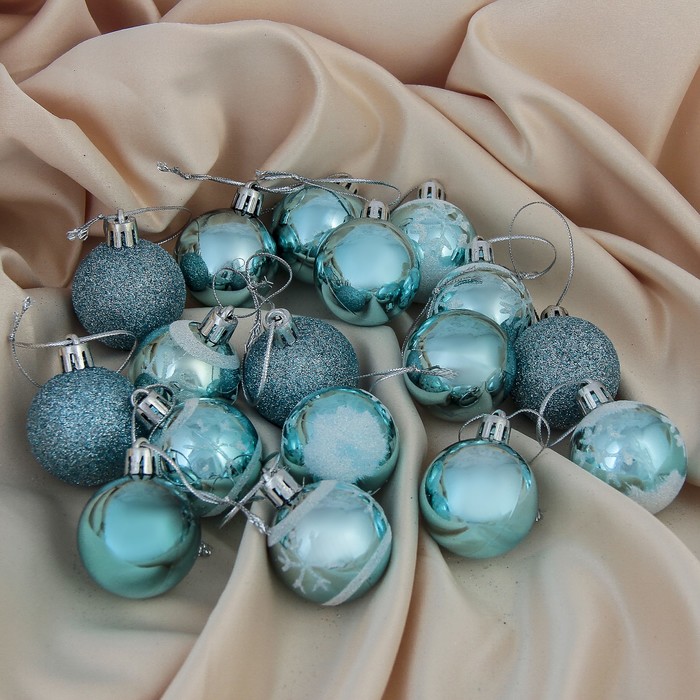 Новогодние шары Голубые (набор 17 шт)