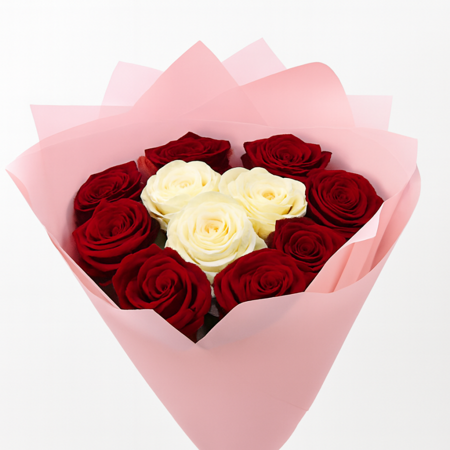 Букет «Сердце» из 11 роз 55-65 см