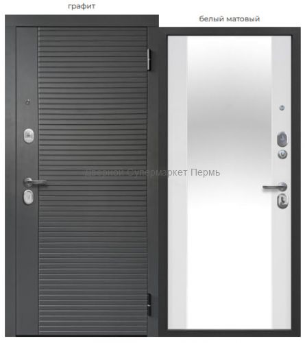 ГАРДА 2МДФ ЗЕРКАЛО ГРАФИТ/БЕЛЫЙ ЛИНИИ