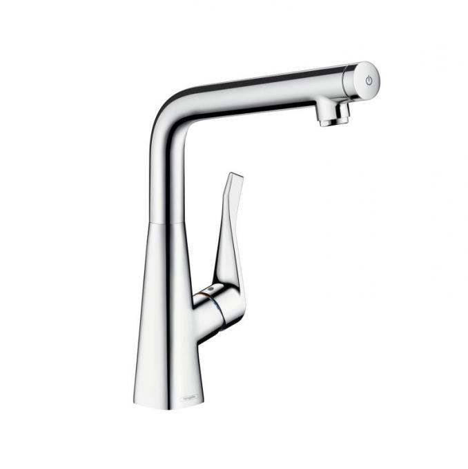 Смеситель для кухонной мойки Hansgrohe Metris Select M71 320, ламинарная струя, кнопка Select, однорычажный, хром 14883000