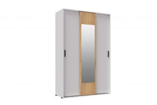 ЛЮЧИЯ Шкаф-купе (ш1400*г580*в2200мм),Белый/Белый-Дуб крафт золотой