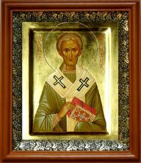 Икона Герман Константинопольский в киоте с басмой Виноградная Лоза (UV-печать)(30256)