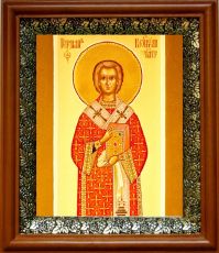 Икона Герман Константинопольский в киоте с басмой Виноградная Лоза (UV-печать)(30258)