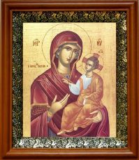 Григориатская икона Божьей Матери в киоте с басмой Виноградная Лоза (UV-печать)(30266)