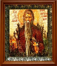 Икона Давид Солунский в киоте с басмой Виноградная Лоза (UV-печать)(30284)