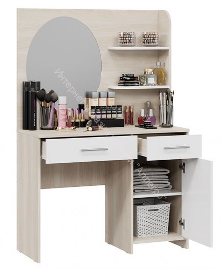Стол туалетный «Эвита» Дуб Гарден/Белый глянец