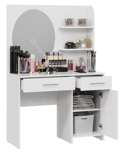 Стол туалетный «Эвита» Белый/Белый глянец
