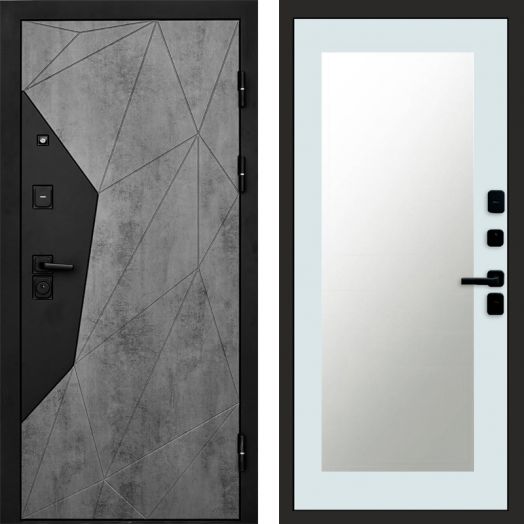 Входная дверь Termo-door Авангард Бетон - Зеркало триумф Белый софт