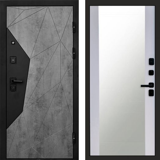 Входная дверь Termo-door Авангард Бетон - Зеркало Белый софт