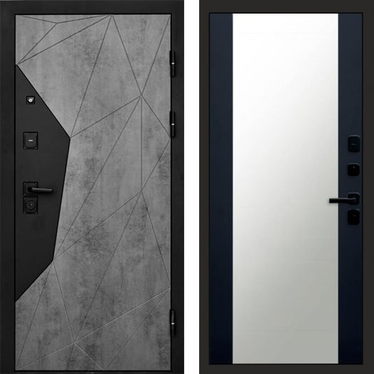 Входная дверь Termo-door Авангард Бетон - Зеркало Черный кварц+тонировка