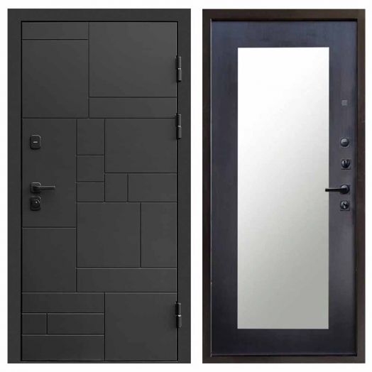 Входная дверь Termo-door Квадро Black - Зеркало триумф Венге