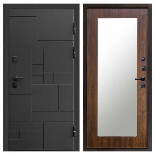 Входная дверь Termo-door Квадро Black - Зеркало триумф Дуб