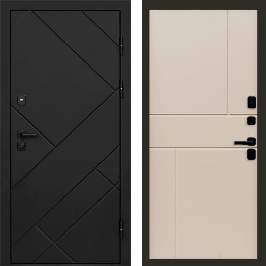 Входная дверь Termo-door Стоун Black - Горизонт Слоновая кость
