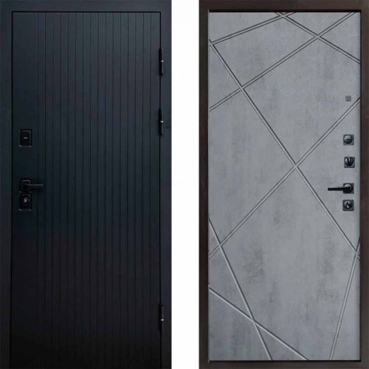 Входная дверь Termo-door Твист Black style - Лучи Бетон темный