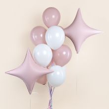 БУКЕТ ШАРОВ "СИРИУС" ПЫЛЬНАЯ РОЗА С ГЕЛИЕМ.