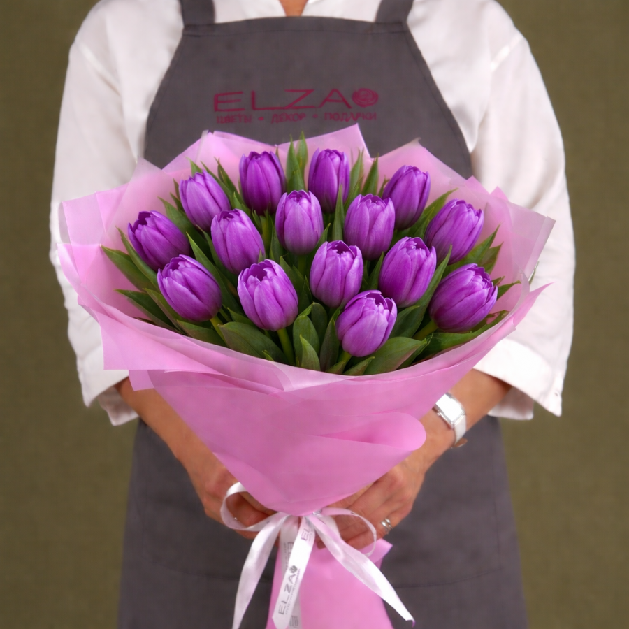 Тюльпаны фиолетовые в упаковке (от 11 шт)