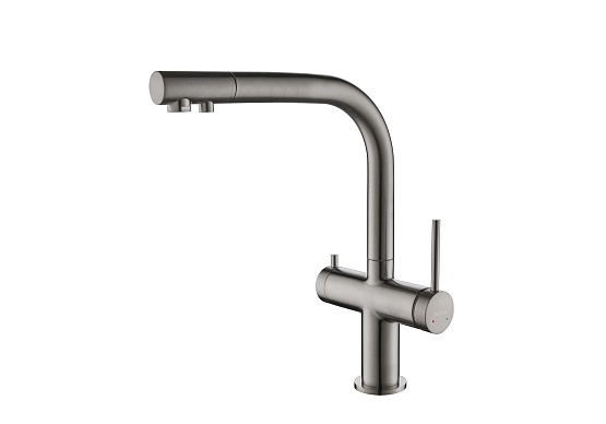 AQ1385BGM ЕВРОПА смеситель для кухни с подключением к фильтру питьевой воды, шлиф. черный хром