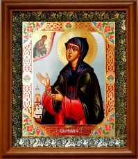 Икона Евфросиния Суздальская в киоте с басмой Виноградная Лоза (UV-печать)(30359)