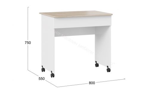 Стол с зеркалом «Diamond» тип 2 Дуб Сонома, Белый Ясень