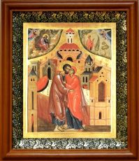 Икона Зачатие Пресвятой Богородицы в киоте с басмой Виноградная Лоза (UV-печать)(30400)