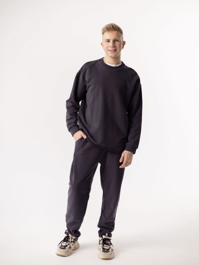 Брюки с защипами графит 3х-нитка